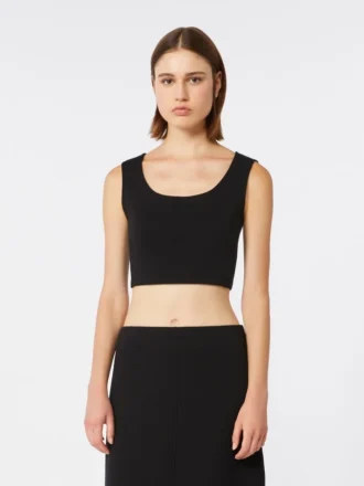 Top em jersey scuba, preto