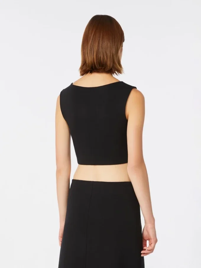 Top em jersey scuba, preto Top em jersey scuba, preto