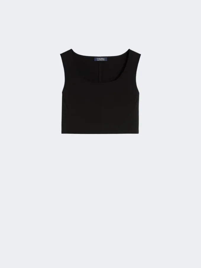 Top em jersey scuba, preto Top em jersey scuba, preto