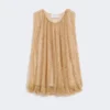 Top em malha com cristais, cor camelo