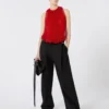 Top em malha com cristais, vermelho