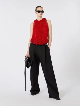 Top em malha com cristais, vermelho