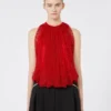 Top em malha com cristais, vermelho