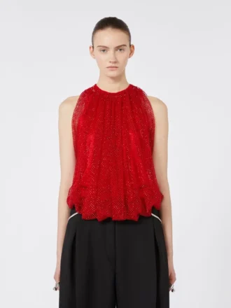 Top em malha com cristais, vermelho