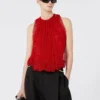 Top em malha com cristais, vermelho