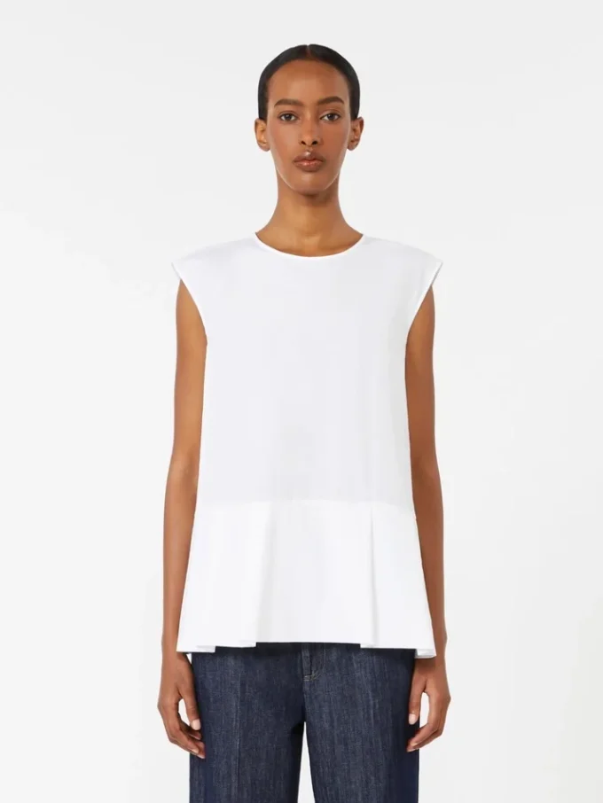 Top em popeline de algodão, branco Top em popeline de algodão, branco