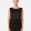Top em popeline e renda de macramé, preto Top em popeline e renda de macramé, preto