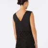 Top em popeline e renda de macramé, preto Top em popeline e renda de macramé, preto