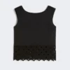 Top em popeline e renda de macramé, preto Top em popeline e renda de macramé, preto