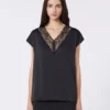 Top feminino em cetim, preto Top feminino em cetim, preto