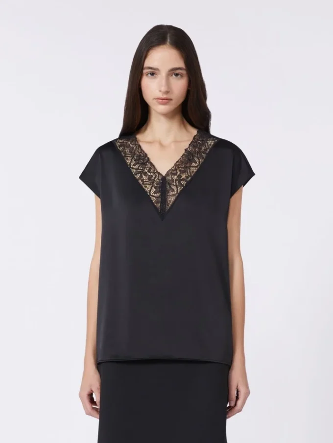 Top feminino em cetim, preto Top feminino em cetim, preto