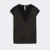Top feminino em cetim, preto Top feminino em cetim, preto