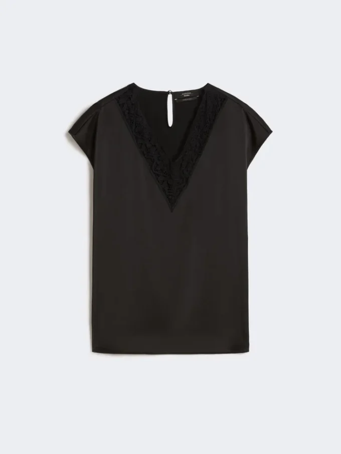 Top feminino em cetim, preto Top feminino em cetim, preto