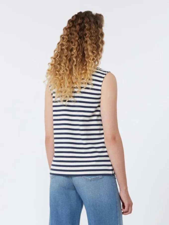 Top sem mangas em jersey interlock, azul-marinho