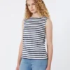 Top sem mangas em jersey interlock, azul-marinho