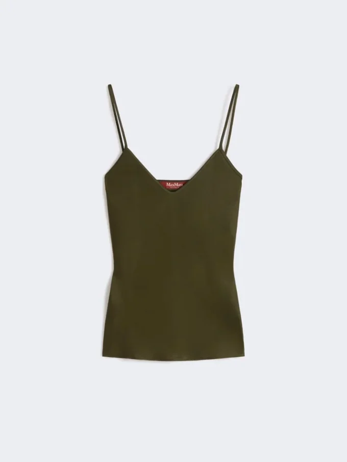 Top tipo camisola em cetim reverso, verde musgo Top tipo camisola em cetim reverso, verde musgo