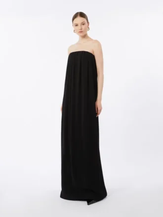 Vestido bustier em cady, preto