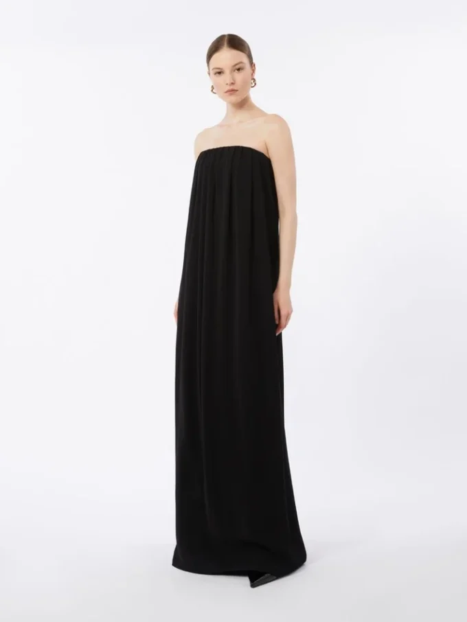 Vestido bustier em cady, preto Vestido bustier em cady, preto