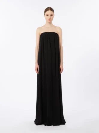 Vestido bustier em cady, preto