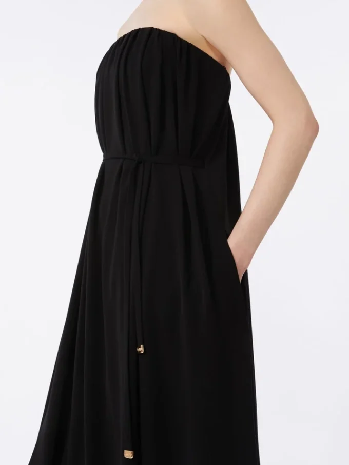 Vestido bustier em cady, preto Vestido bustier em cady, preto