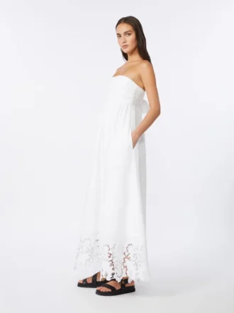 Vestido bustier em lona de linho, branco