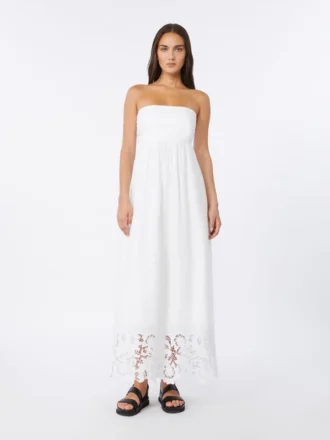 Vestido bustier em lona de linho, branco