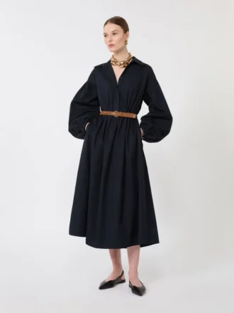 Vestido camisa de algodão, azul-marinho