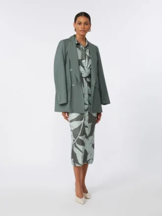 Vestido camisa de seda estampado, verde