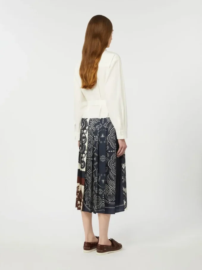 Vestido camisa em algodão estampado e sarja, branco Vestido camisa em algodão estampado e sarja, branco