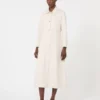 Vestido camisa em ganga de algodão, cor areia Vestido camisa em ganga de algodão, cor areia