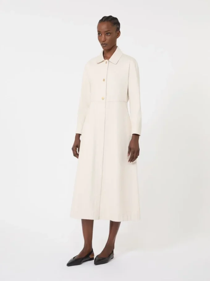 Vestido camisa em ganga de algodão, cor areia Vestido camisa em ganga de algodão, cor areia