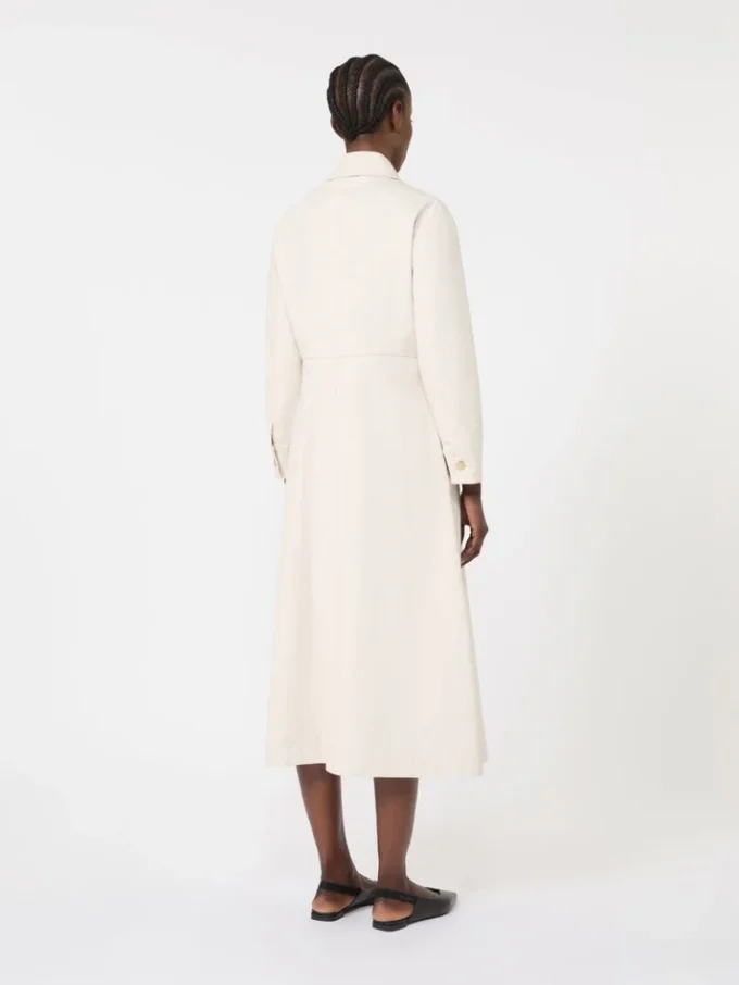 Vestido camisa em ganga de algodão, cor areia Vestido camisa em ganga de algodão, cor areia