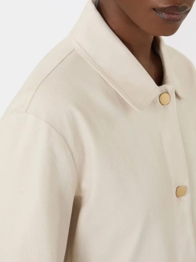 Vestido camisa em ganga de algodão, cor areia Vestido camisa em ganga de algodão, cor areia