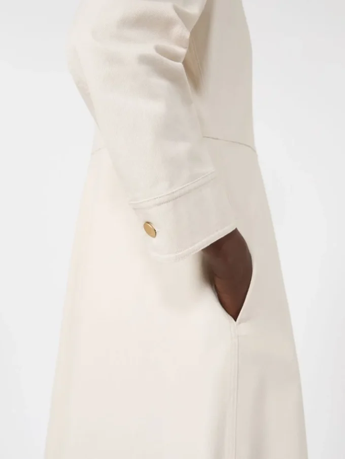 Vestido camisa em ganga de algodão, cor areia Vestido camisa em ganga de algodão, cor areia