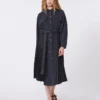Vestido camisa em ganga e cetim, preto Vestido camisa em ganga e cetim, preto
