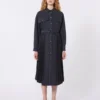 Vestido camisa em ganga e cetim, preto Vestido camisa em ganga e cetim, preto