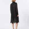 Vestido camisa em gaze de rami bordada, preto Vestido camisa em gaze de rami bordada, preto