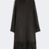 Vestido camisa em gaze de rami bordada, preto Vestido camisa em gaze de rami bordada, preto