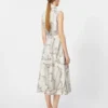 Vestido camisa em mikado estampado, marfim