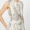 Vestido camisa em mikado estampado, marfim