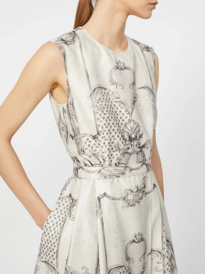 Vestido camisa em mikado estampado, marfim