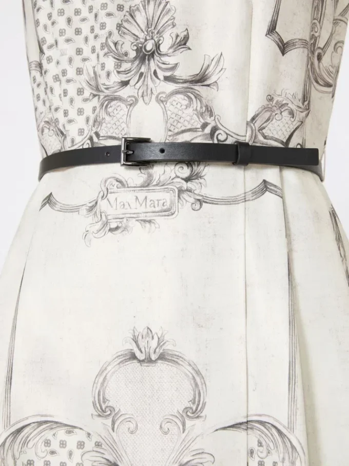 Vestido camisa em mikado estampado, marfim