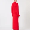 Vestido camisa em seda elástica, vermelho