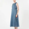 Vestido comprido de rami, azul-celeste