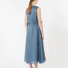 Vestido comprido de rami, azul-celeste