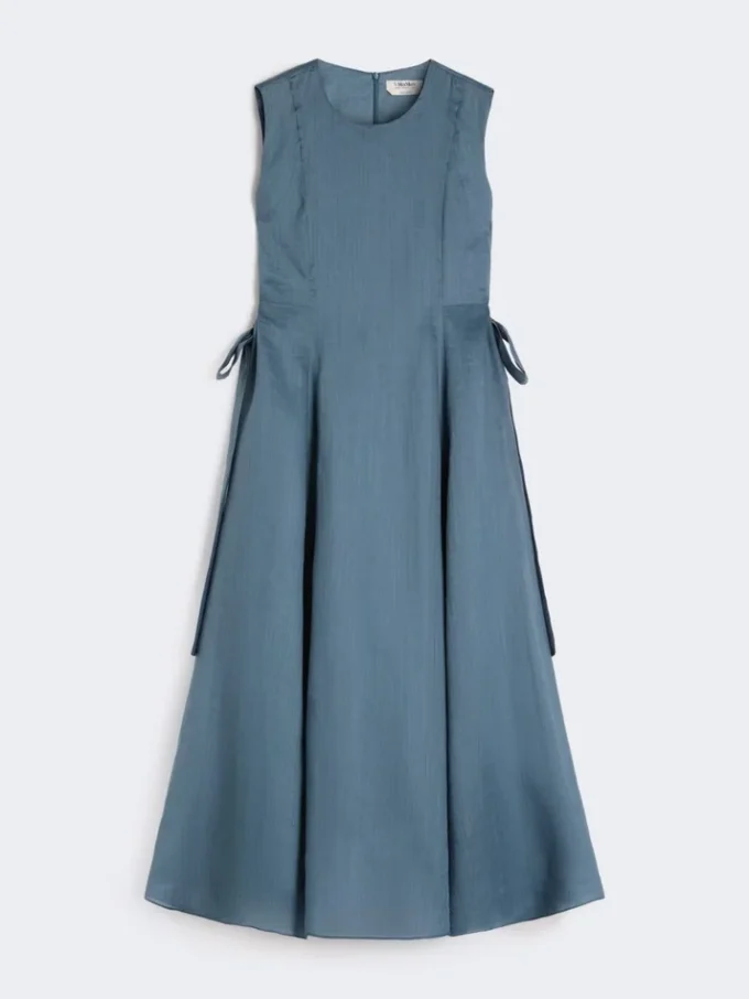 Vestido comprido de rami, azul-celeste