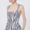 Vestido comprido em popeline de algodão, preto