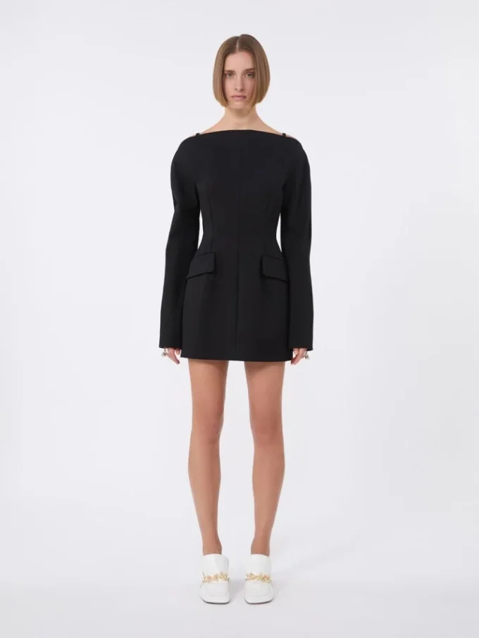 Vestido curto de cady com corte ajustado, preto Vestido curto de cady com corte ajustado, preto