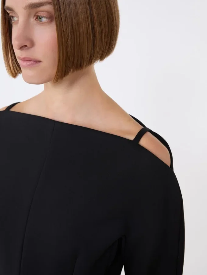 Vestido curto de cady com corte ajustado, preto Vestido curto de cady com corte ajustado, preto
