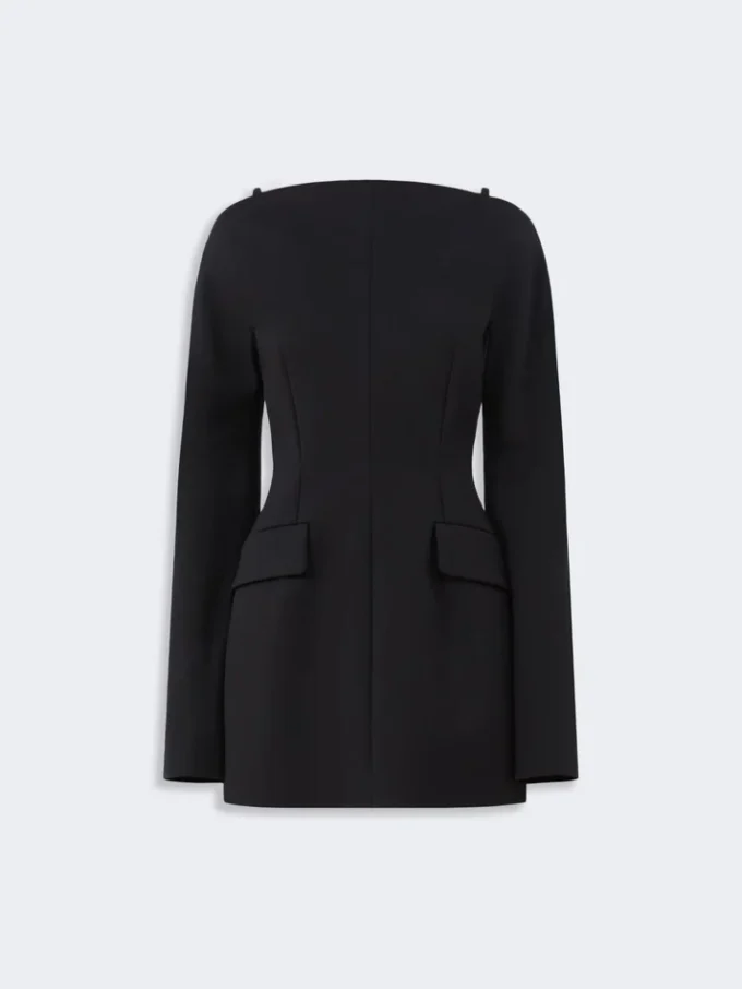 Vestido curto de cady com corte ajustado, preto Vestido curto de cady com corte ajustado, preto